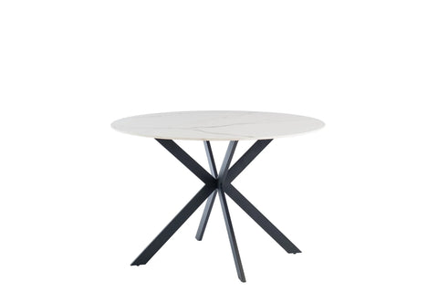 Stylish 1.2m Round Dining Table in White with Black Legs