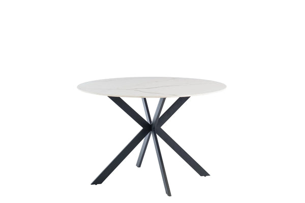 Stylish 1.2m Round Dining Table in White with Black Legs
