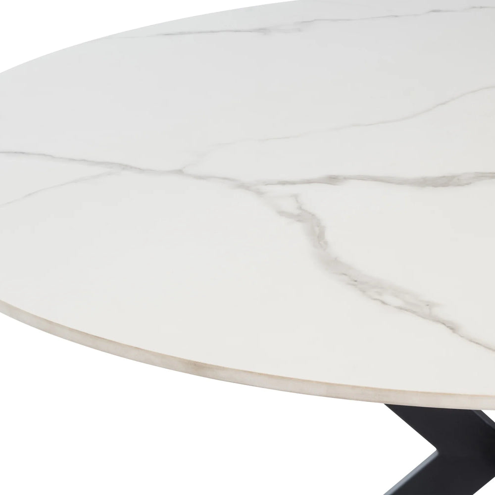 Stylish 1.2m Round Dining Table in White with Black Legs