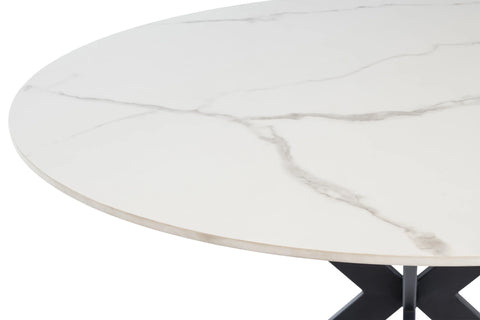 Stylish 1.2m Round Dining Table in White with Black Legs