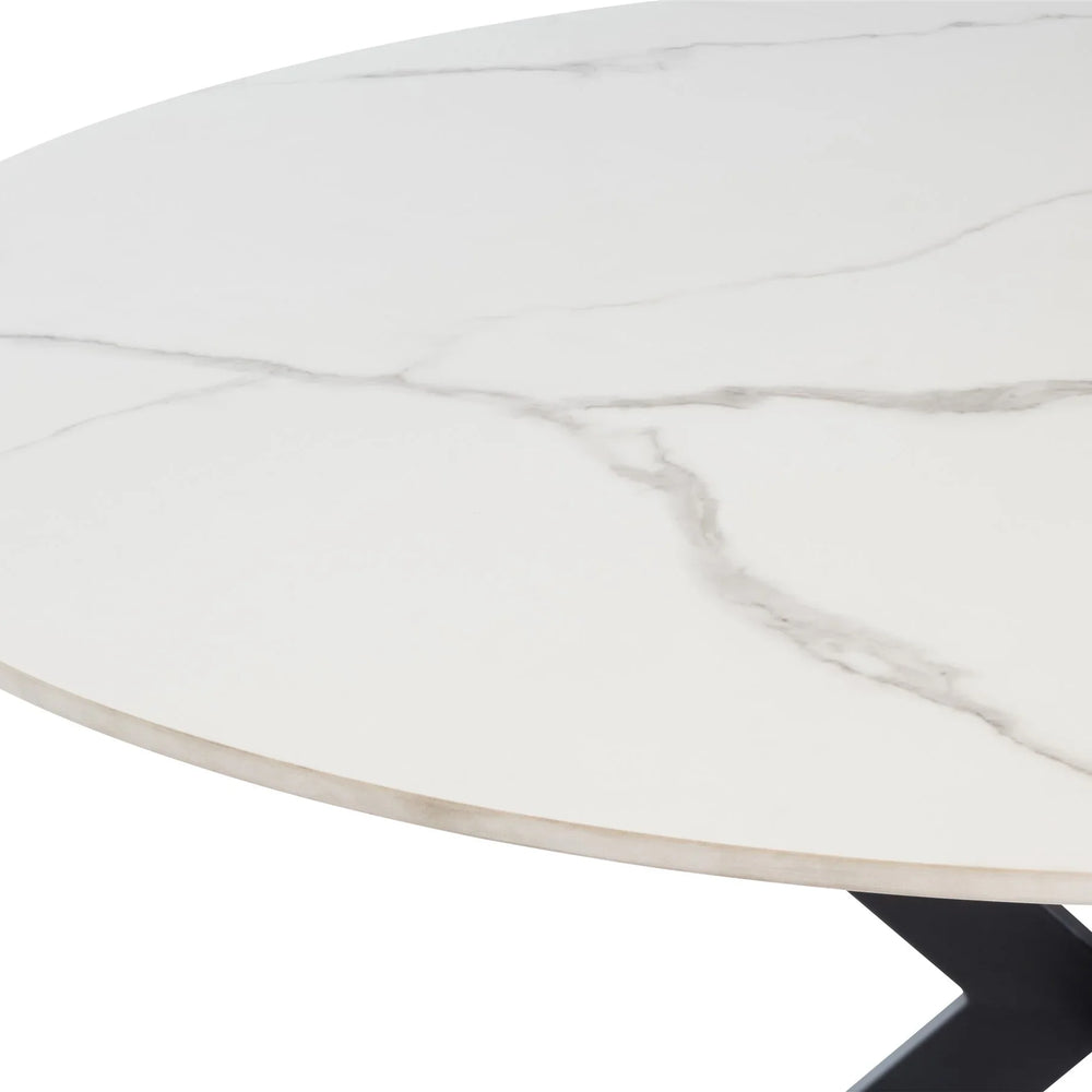 Stylish 1.2m Round Dining Table in White with Black Legs