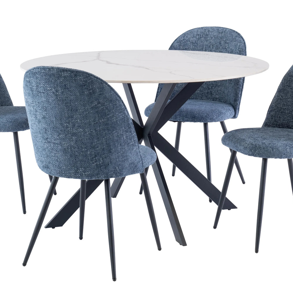 Stylish 1.2m Round Dining Table in White with Black Legs