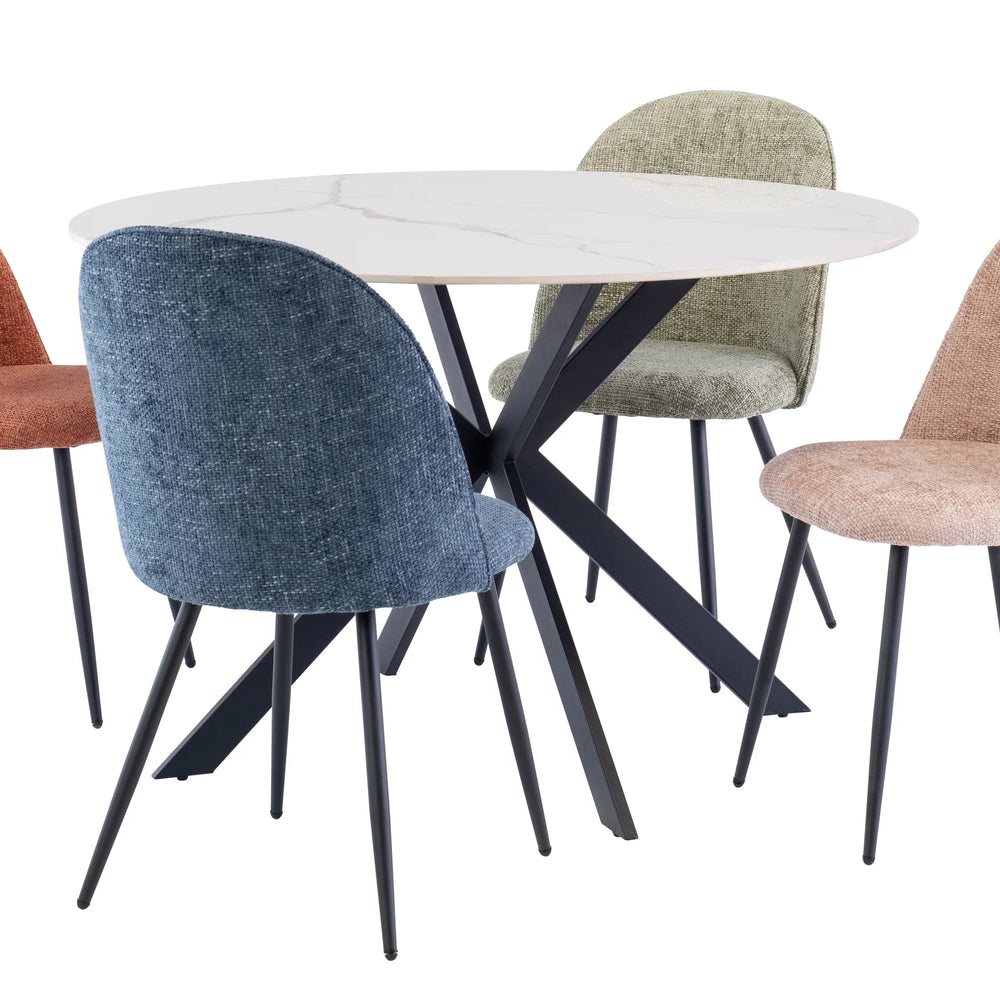 Stylish 1.2m Round Dining Table in White with Black Legs