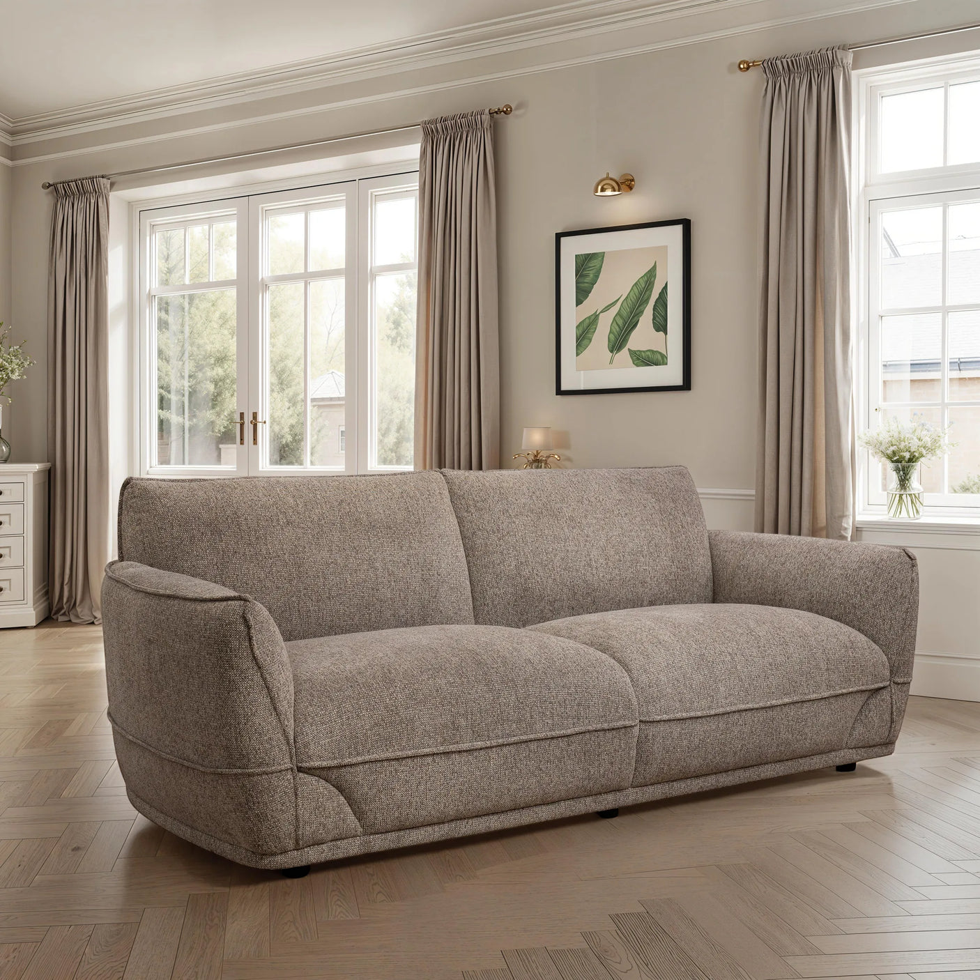 Tamson Fabric 3 Seater Sofa - Pebble