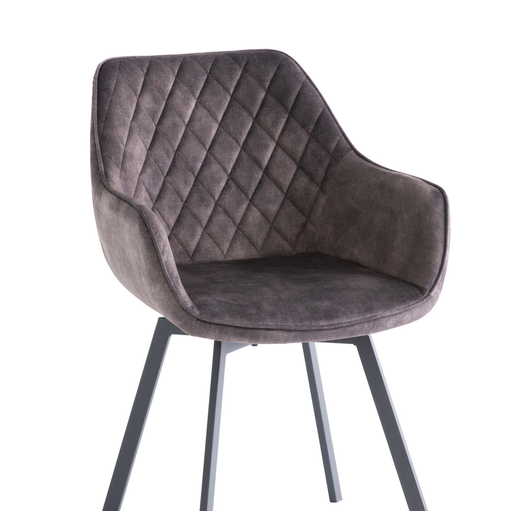 Graphite Velvet Swivel Dining Chair - Elegant Modern Design