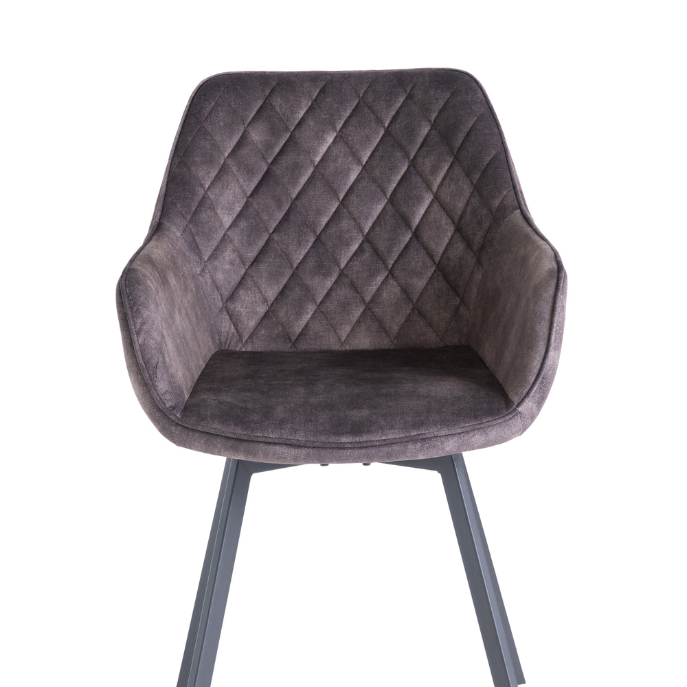 Graphite Velvet Swivel Dining Chair - Elegant Modern Design