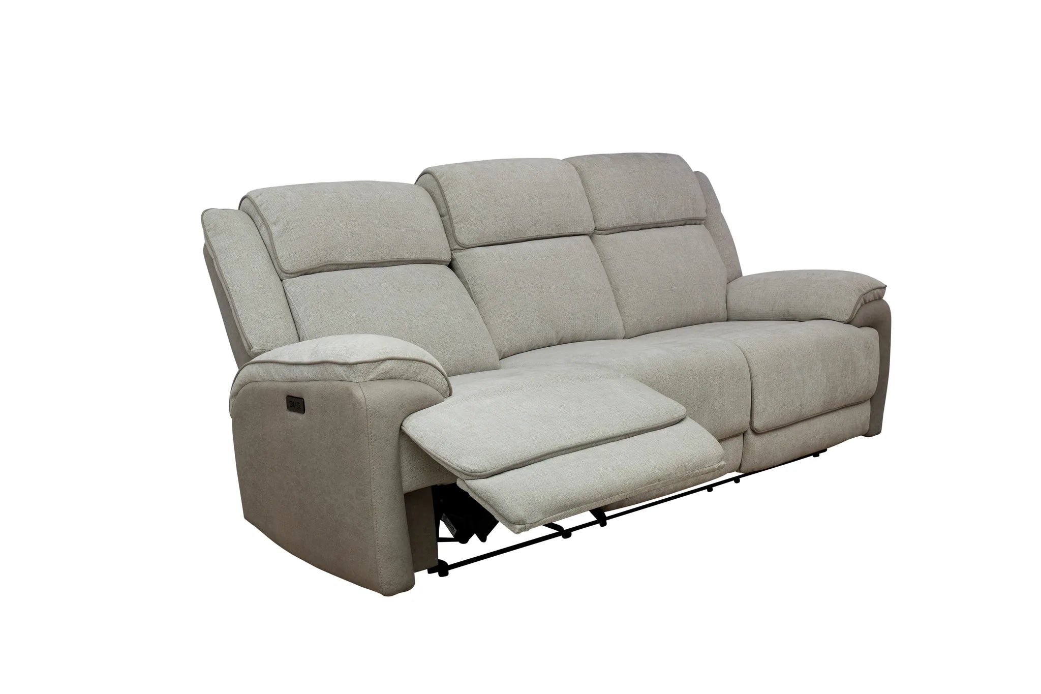 Gray reclining sofa on a white background