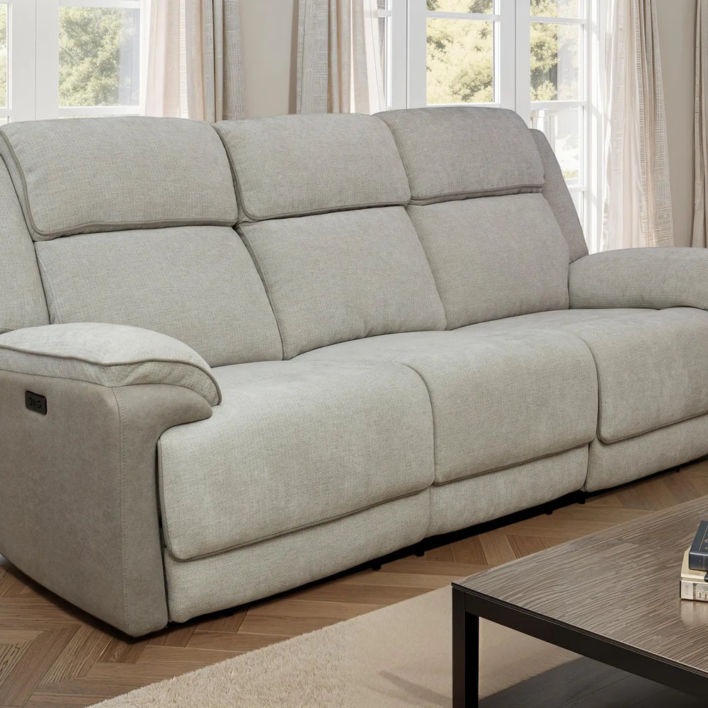 Walton Fabric Electric 3 Seater Recliner - Soft Grey