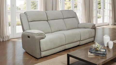 Walton Fabric Electric 3 Seater Recliner - Soft Grey