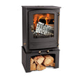 Mazona Wicklow 5kW Woodburning Multifuel Stove WIth Log Store, Freestanding Ecodesign Approved, Defra Approved
