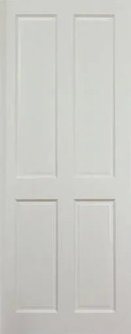 White interior door with four rectangular panels, smooth finish, classic design