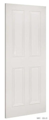 Solid primed interior door with four rectangular panels